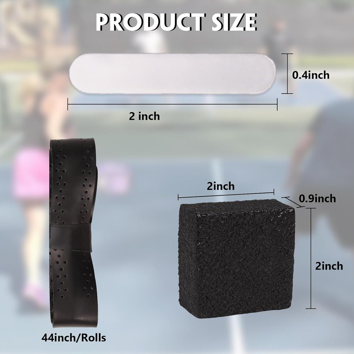 9Pcs Pickleball Racket Accessories Kit, Include 2 Pickleball Paddle Grip Tape, 6 White Pickleball Lead Tape, Black Pickleball Paddle Cleaner and Eraser, Pickle Ball Sport Accessories