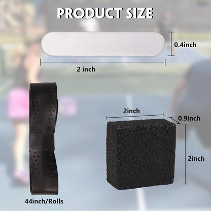 9Pcs Pickleball Racket Accessories Kit, Include 2 Pickleball Paddle Grip Tape, 6 White Pickleball Lead Tape, Black Pickleball Paddle Cleaner and Eraser, Pickle Ball Sport Accessories
