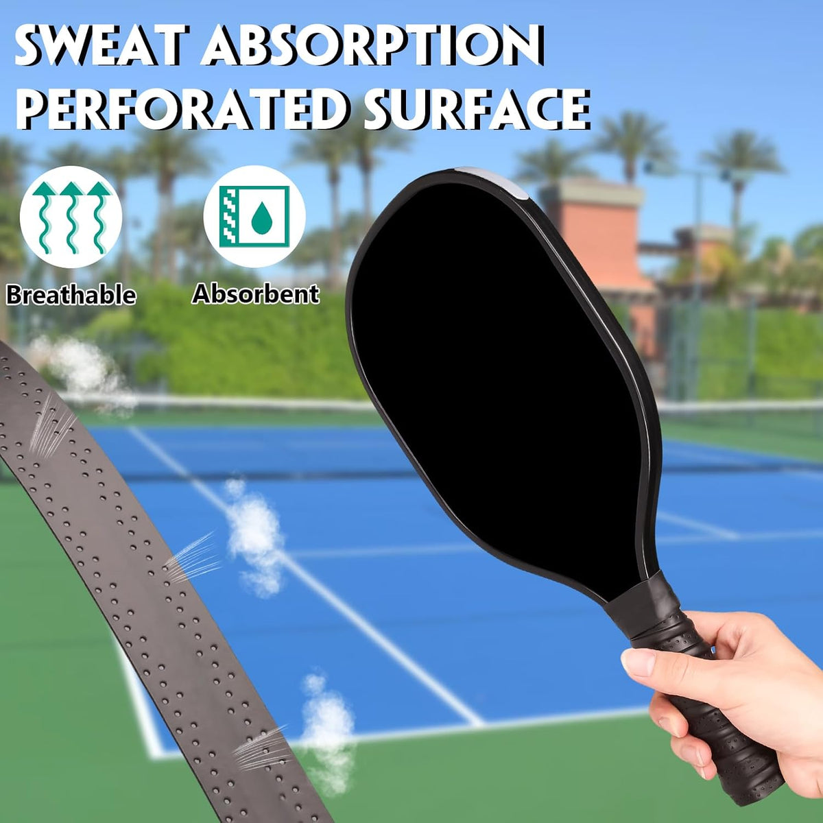 9Pcs Pickleball Racket Accessories Kit, Include 2 Pickleball Paddle Grip Tape, 6 White Pickleball Lead Tape, Black Pickleball Paddle Cleaner and Eraser, Pickle Ball Sport Accessories