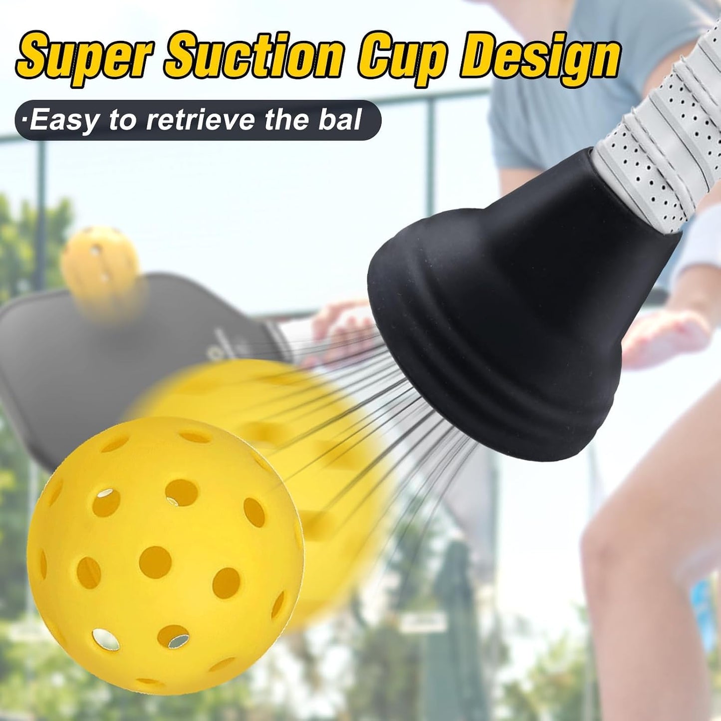 2Pcs Pickleball Ball Retriever Silicone Pickleball Ball Picker Pickleball Grabber Universal Pickleball Upper Suction Cup Pickleball Accessories Fits All Standard Paddles