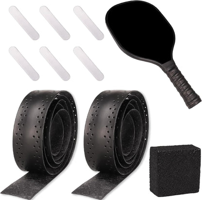 9Pcs Pickleball Racket Accessories Kit, Include 2 Pickleball Paddle Grip Tape, 6 White Pickleball Lead Tape, Black Pickleball Paddle Cleaner and Eraser, Pickle Ball Sport Accessories