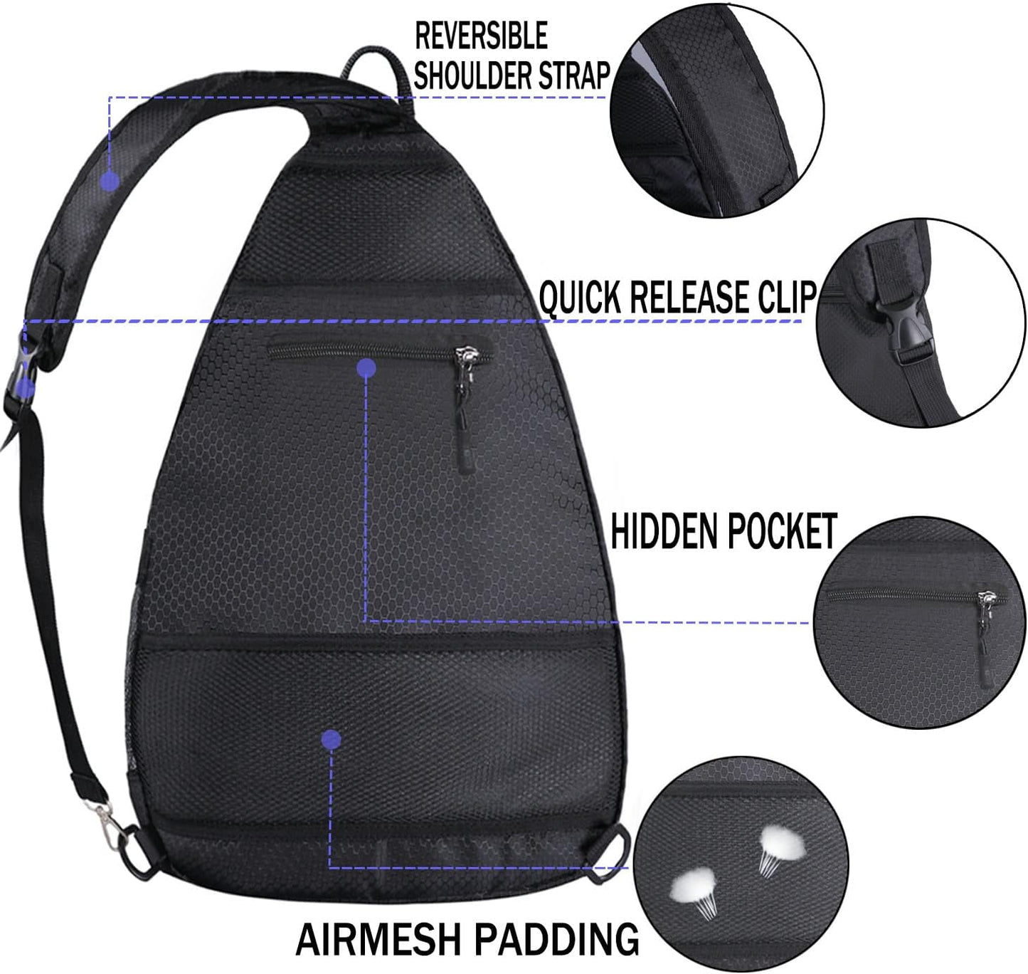 Pickleball Bag - Pickleball Bags for Women Men - Pickleball Backpack - Travel Pickleball Paddle Case, Pickle Ball Bag for Pickleball Paddle Tennis Racket, Protable Pickleball Sling Bag