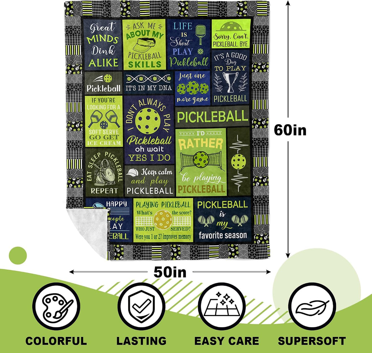 Pickleball Gifts Blanket, Pickleball Gifts for Women/Men, Gifts for Pickleball Lovers, Funny Pickleball Gift, Pickleball Accessories, Pickleball Decoration Throw 50" X 60"