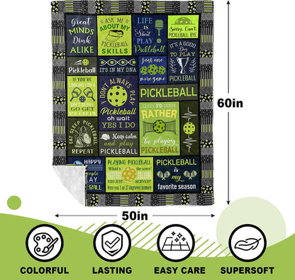 Pickleball Gifts Blanket, Pickleball Gifts for Women/Men, Gifts for Pickleball Lovers, Funny Pickleball Gift, Pickleball Accessories, Pickleball Decoration Throw 50" X 60"