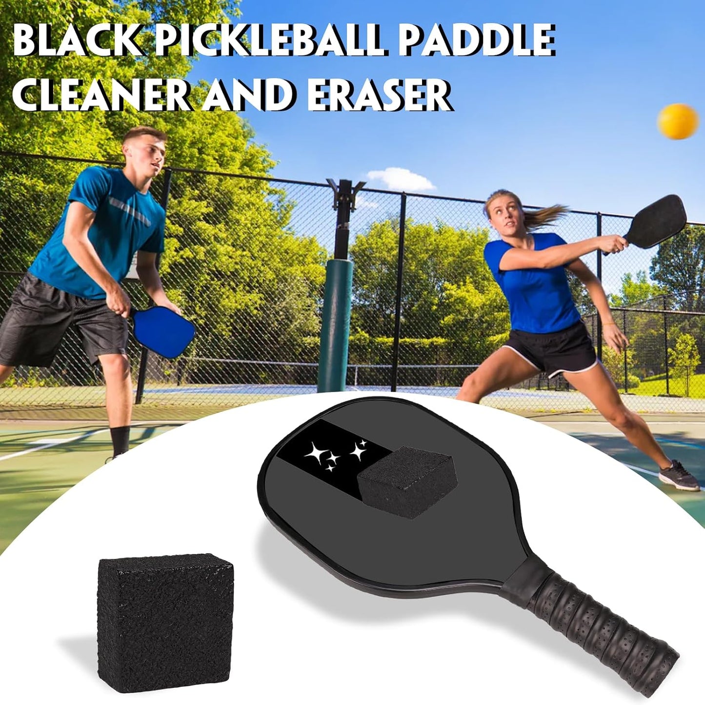9Pcs Pickleball Racket Accessories Kit, Include 2 Pickleball Paddle Grip Tape, 6 White Pickleball Lead Tape, Black Pickleball Paddle Cleaner and Eraser, Pickle Ball Sport Accessories