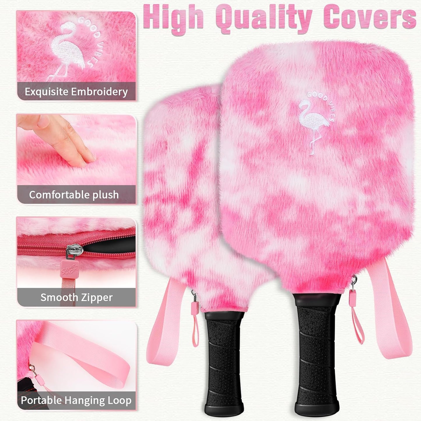 Pickleball Paddle Cover, Pickleball Paddle Case, Pickleball Paddle Covers for Paddle Protect, Bear Flamingo Pickleball Cover with Zipper, Pickleball Gift