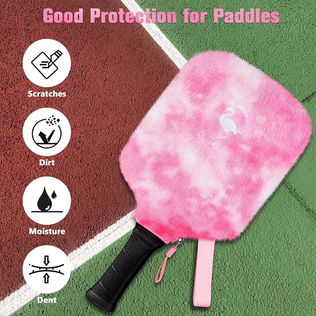 Pickleball Paddle Cover, Pickleball Paddle Case, Pickleball Paddle Covers for Paddle Protect, Bear Flamingo Pickleball Cover with Zipper, Pickleball Gift